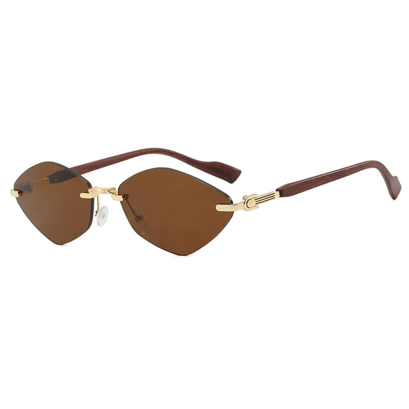 Women's geometric sunglasses with luxurious wooden arms and polarized lenses Stornfield