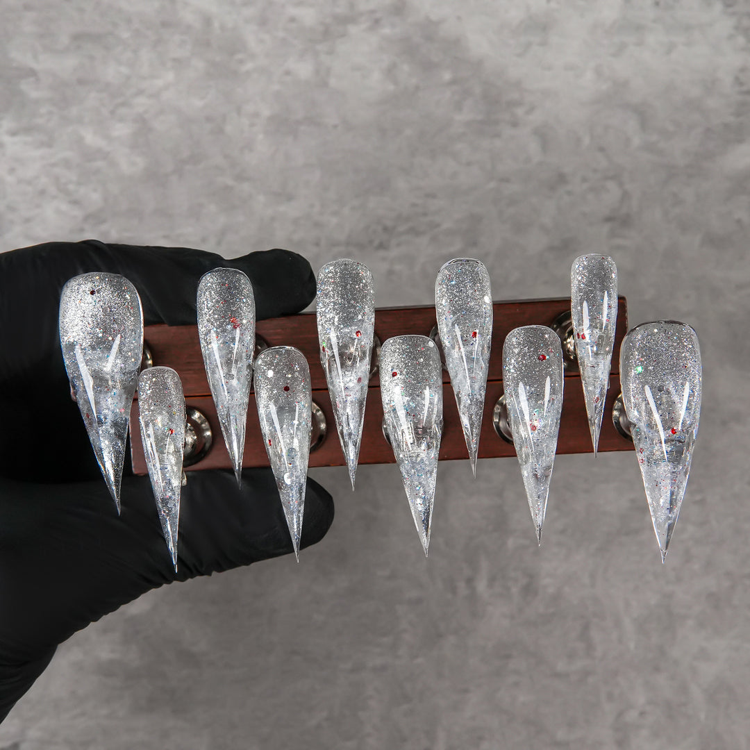 Glamorous Stiletto Press-On Nail Set with Glitter Accents