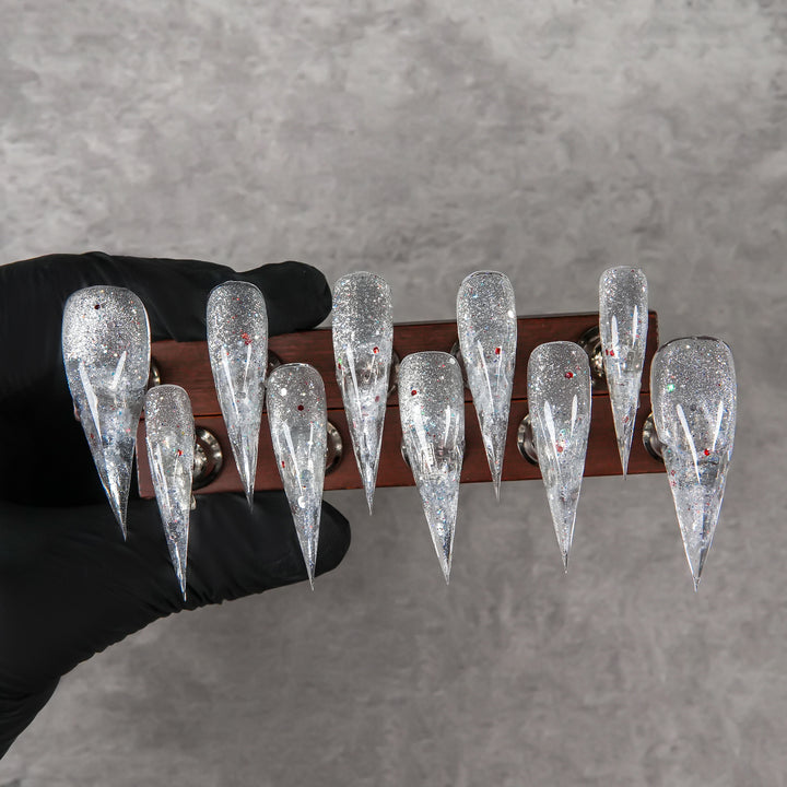 Glamorous Stiletto Press-On Nail Set with Glitter Accents