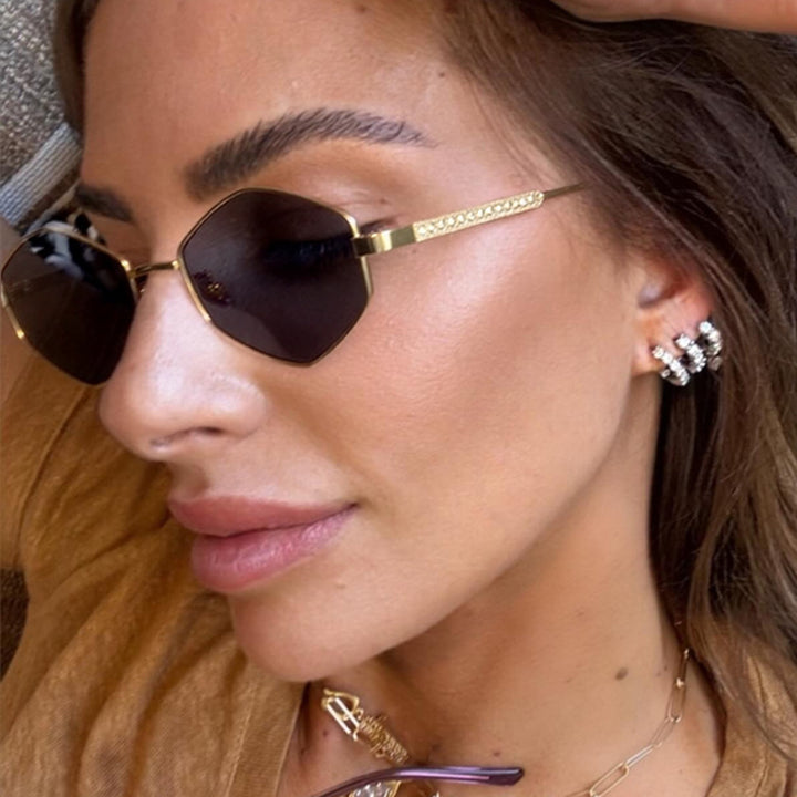 Women's hexagonal sunglasses with elegant metal accents and UV protection Stornfield