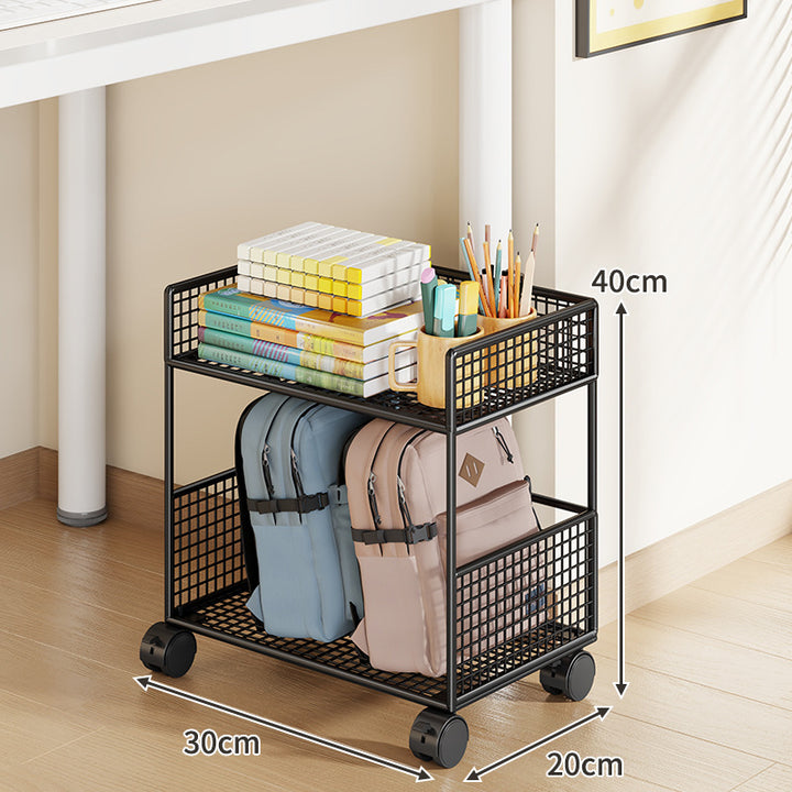 Slim Three-Tier Rolling Mesh Storage Cart with Locking Casters and Ventilated Shelves