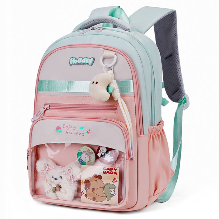 Playful school backpack with transparent compartment and creative accents Stornfield