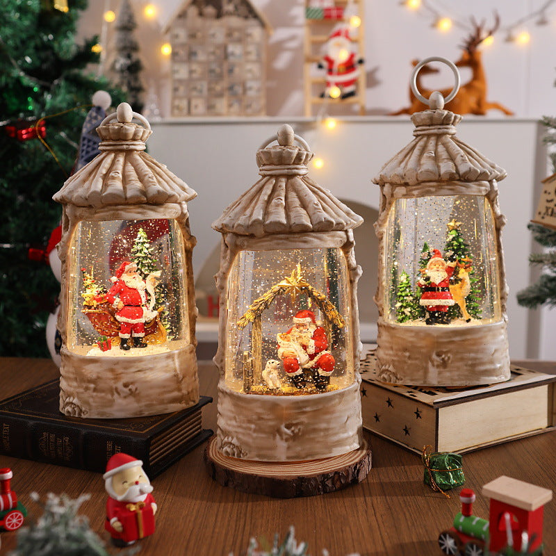 Illuminated Christmas lantern with snow scenes Stornfield