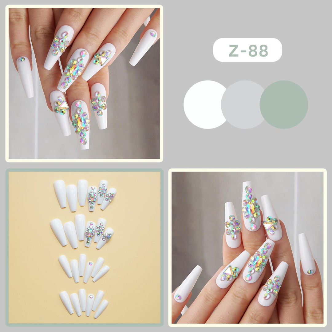 Long Stiletto Press-On Nails with Rhinestone Accents Stornfield