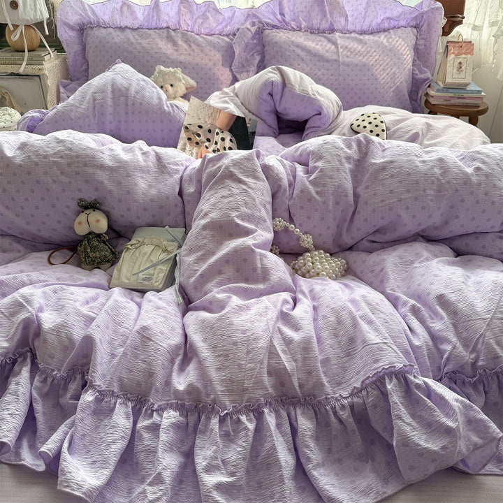 Ruffled Polka Dot Duvet Cover Set