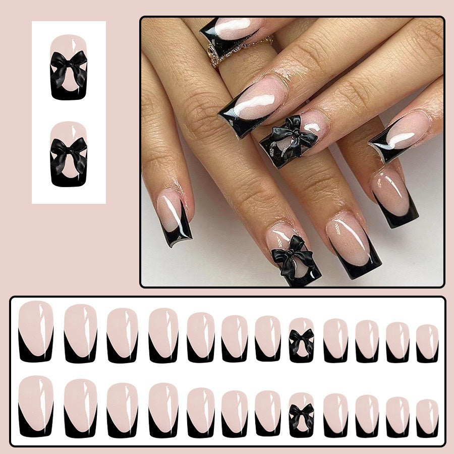 Artificial nail set with glamorous bow decorations Stornfield