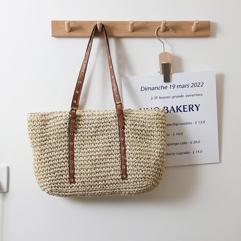 Elegant basket bag with sturdy leather handles Stornfield