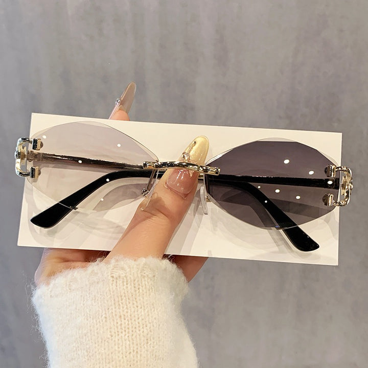 Women's futuristic sunglasses with striking hexagonal frame and high-quality glitter accents Stornfield