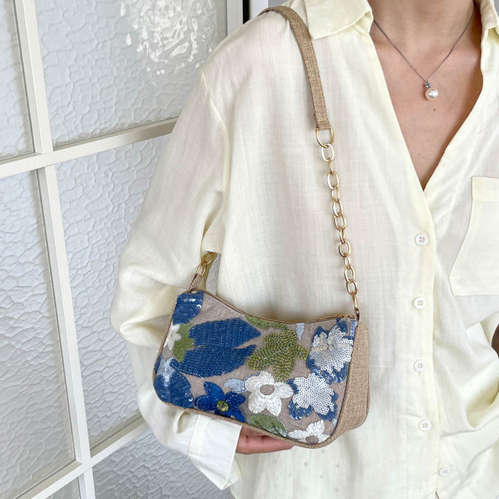 Embroidered Floral Evening Clutch