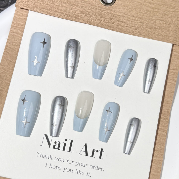 Stylish Star-Embellished Press-On Nail Set