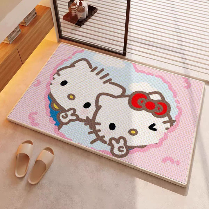 Cartoon Character-Themed Plush Bath Mat for Bathroom