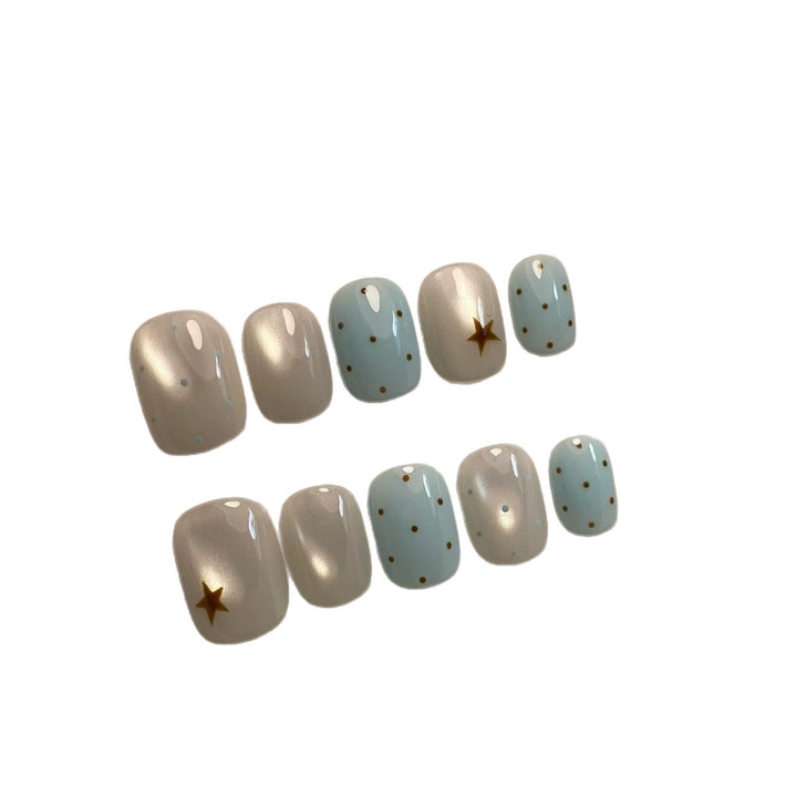 Decorative Press-On Nail Art Set with Star and Dot Designs