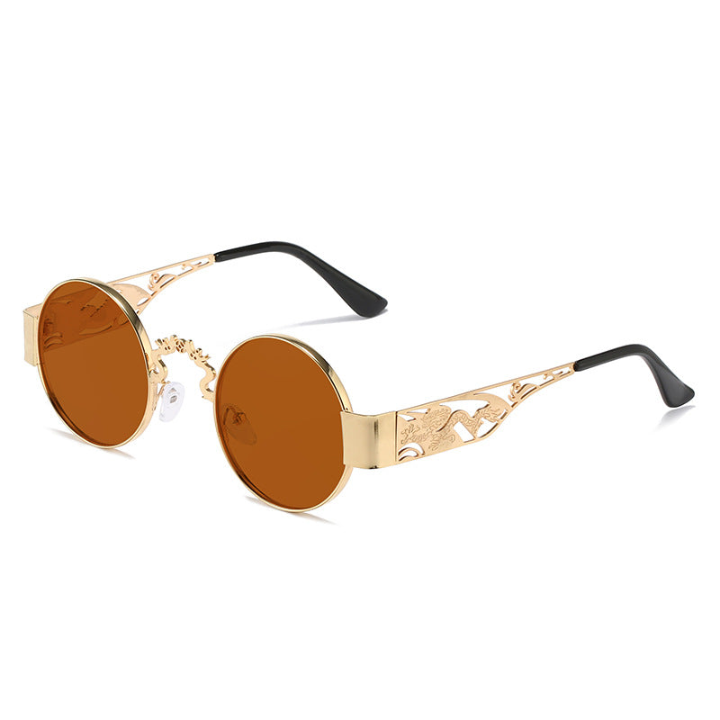 Women's artistic round sunglasses with elegant filigree frame Stornfield