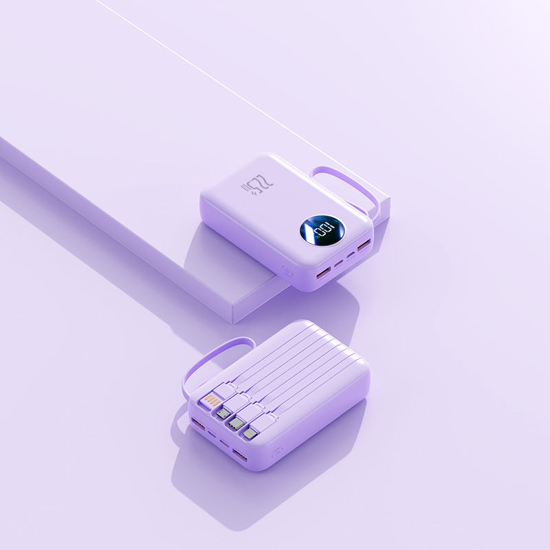 Portable power bank with integrated digital capacity display and flexible cable management Stornfield