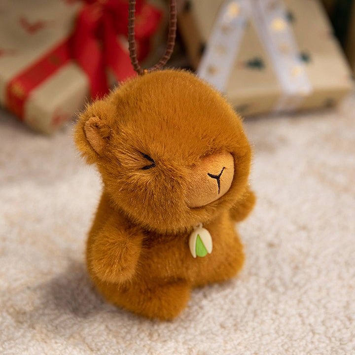 Plush Dog Bag Charm Keychain with Soft Faux-Fur Body & Loop Strap Stornfield