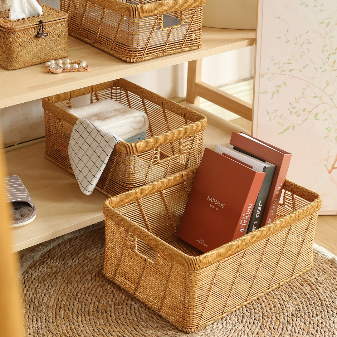 Decorative Handwoven Storage Basket with Cutout Handles Stornfield