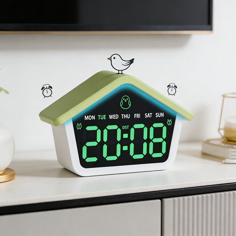 Digital alarm clock in creative house design Stornfield