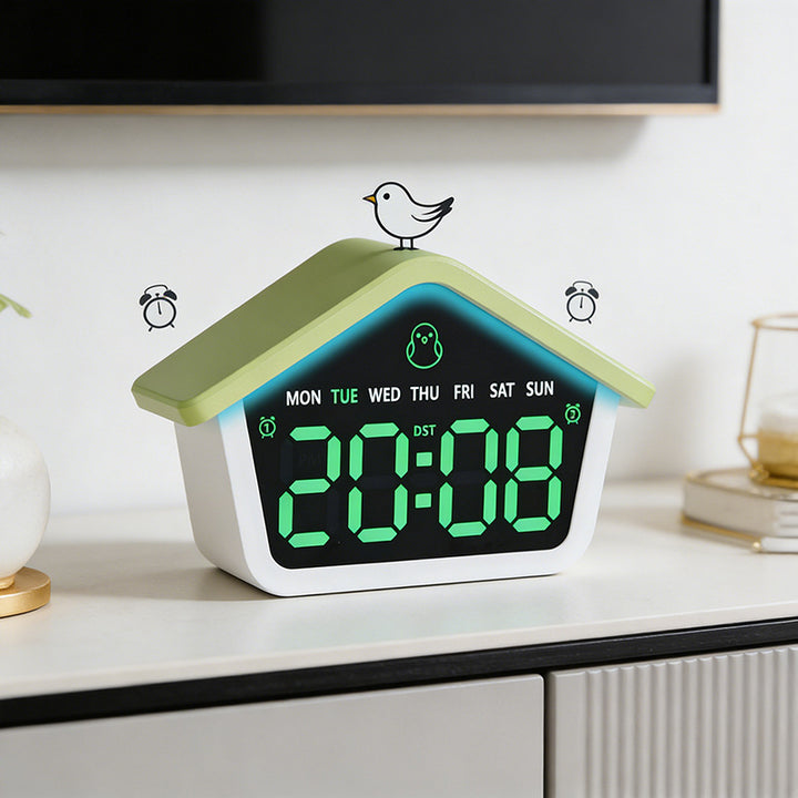 Digital alarm clock in creative house design Stornfield