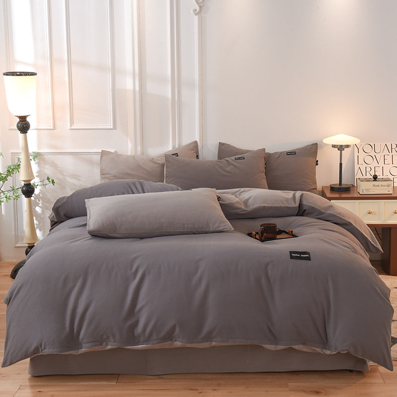 Breathable Reversible Cotton Duvet Cover Set with Pillowcases