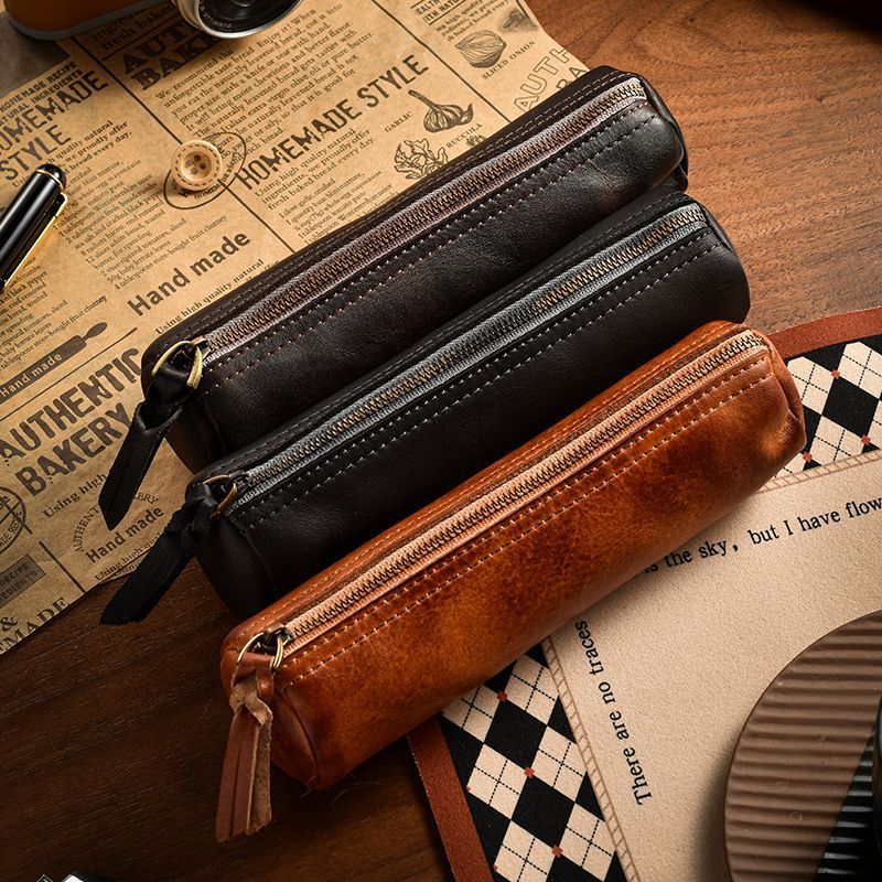 Textured Leather Pencil Case