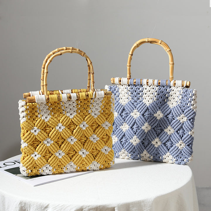 Stylish, Braided Handbag with Unique Checkered Pattern Stornfield