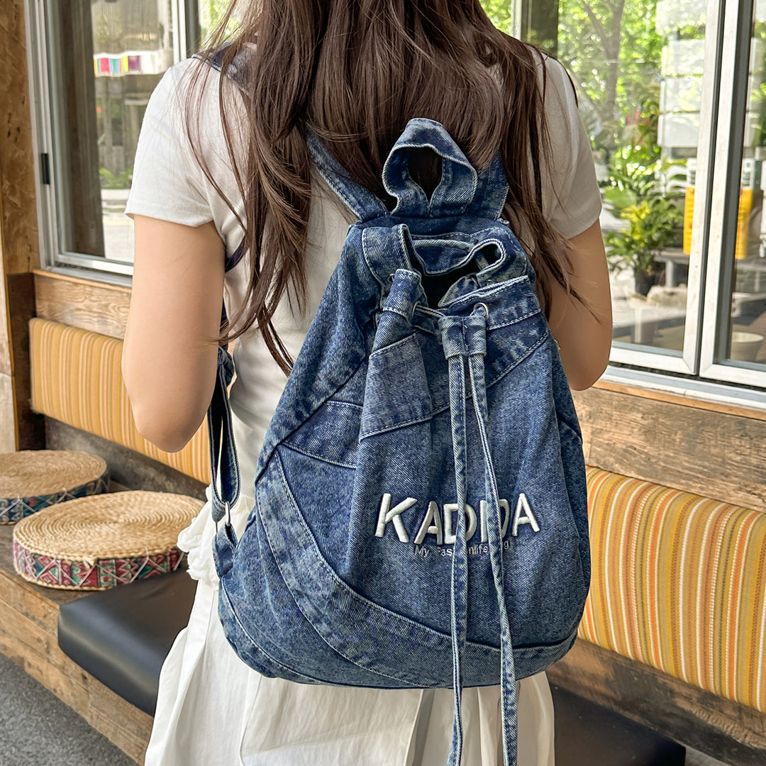 Casual Drawstring Denim Backpack Stornfield