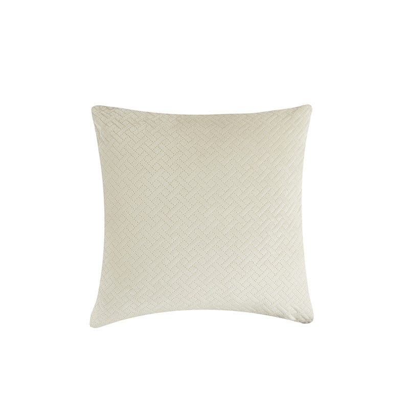Quilted Herringbone-Texture Square Throw Pillow Cover with Hidden Zipper
