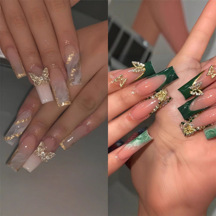 Artistic Marble Effect Press-On Nail Extensions Stornfield