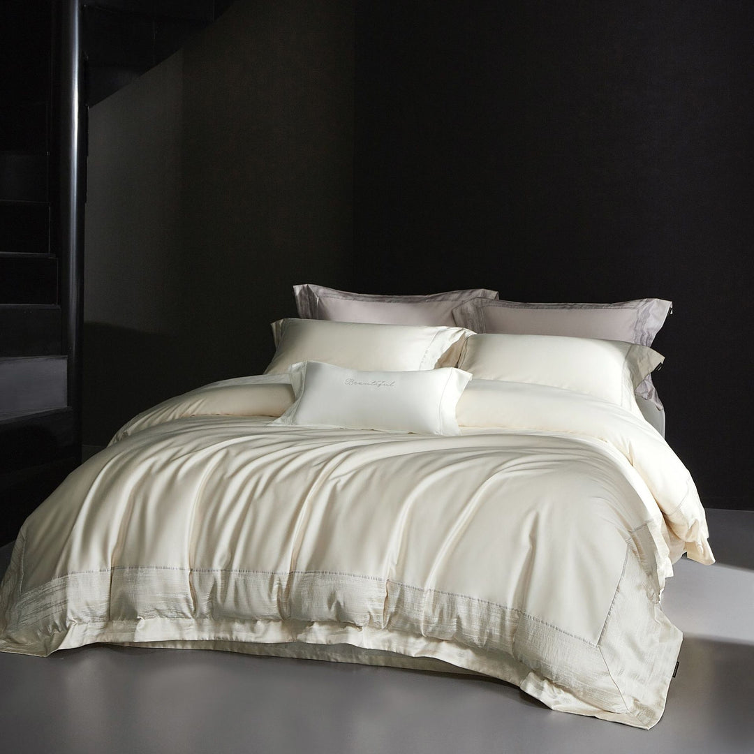 Luxury Sateen Duvet Cover Set with Silk-Feel Finish and Hemstitch Detail