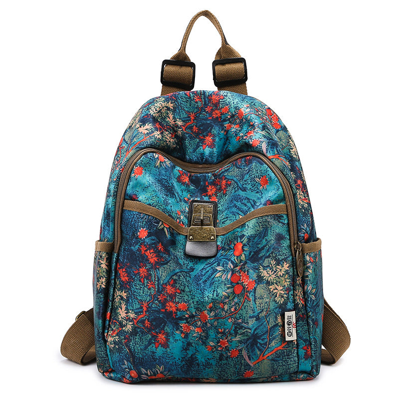 Floral Print Canvas Backpack Stornfield