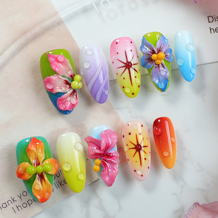 Creative nail set with handcrafted flower elements Stornfield