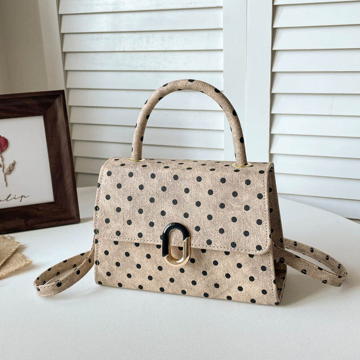 Polka Dot Structured Crossbody Handbag