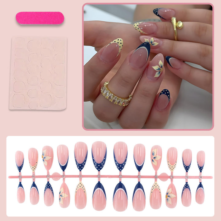 Artificial nail set with elegant floral details and modern accents Stornfield
