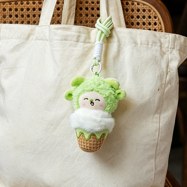 Plush Lion Ice Cream Bag Charm with Knotted Rope Strap Stornfield