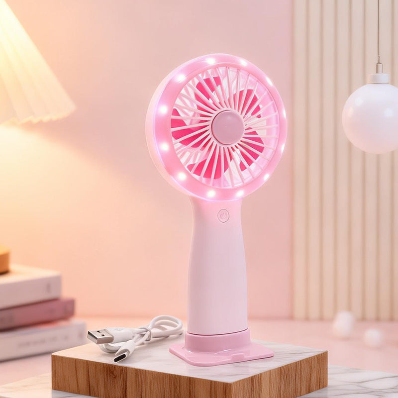 Women Portable Hand Fan with LED Light and USB Connection Stornfield