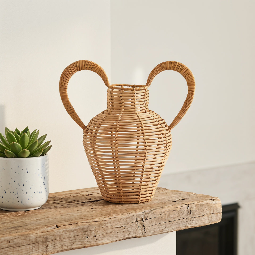 Decorative vase made of woven natural material Stornfield