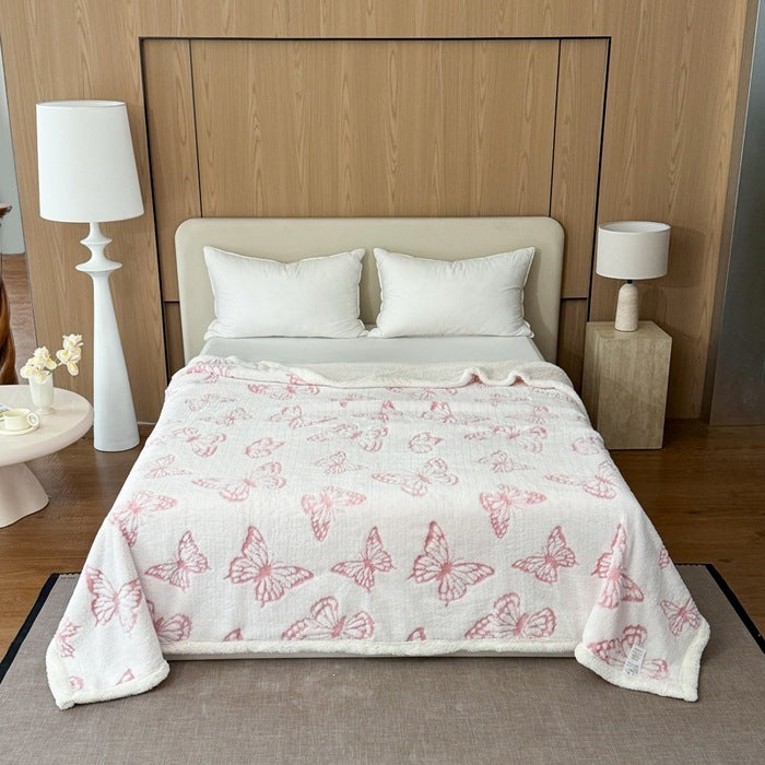 Soft Plush Butterfly Print Throw Blanket