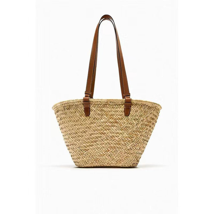 Elegant braided tote bag with leather handles Stornfield