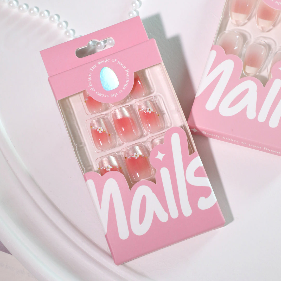 Artful Nail Extensions with delicate flower decorations Stornfield
