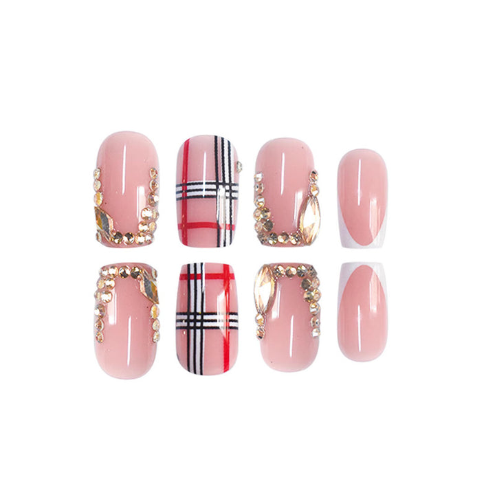 Decorative Press-On Nail Art with Gold Accents Stornfield
