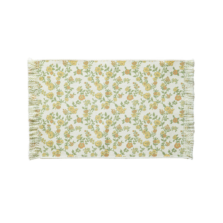 Woven decorative runner with damask jacquard and hand-fringed edge Stornfield