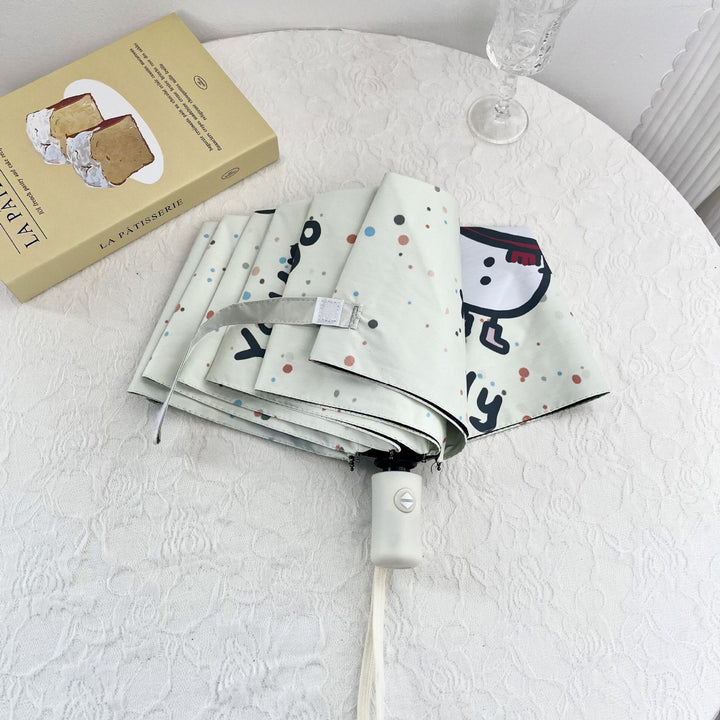 Women's Automatic Folding Umbrella with Cheerful Snowman Design Stornfield