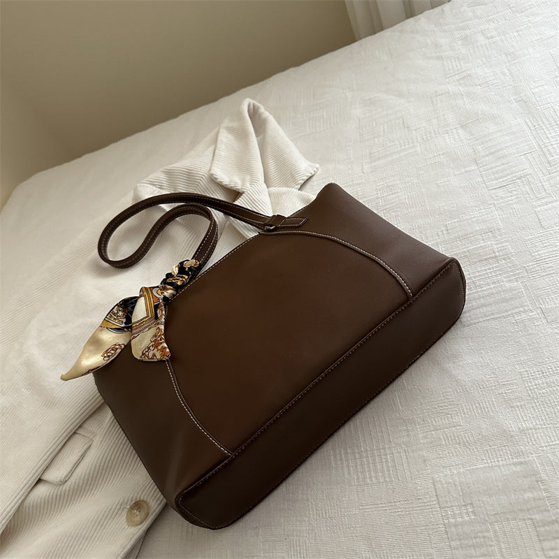Stylish Tote Handbag with Decorative Scarf