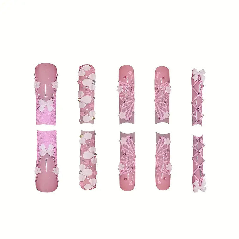 Artistic Floral Press-On Nail Design Stornfield