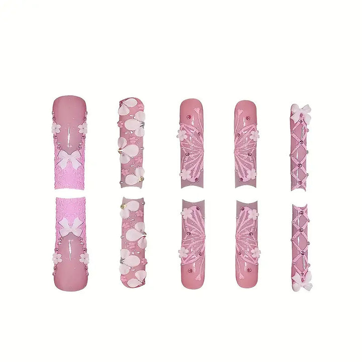 Artistic Floral Press-On Nail Design Stornfield