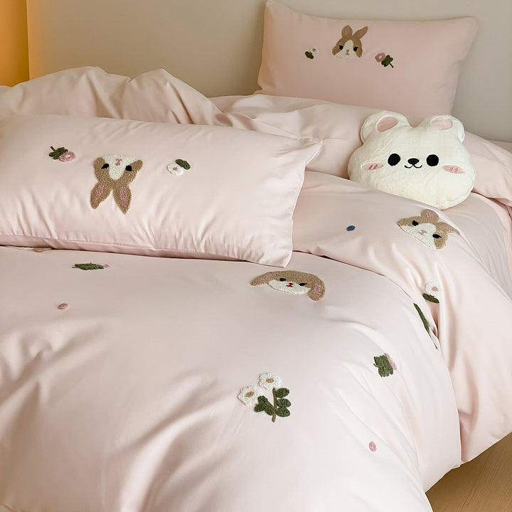 Children's Embroidered Horse Cotton Sateen Duvet Cover Set