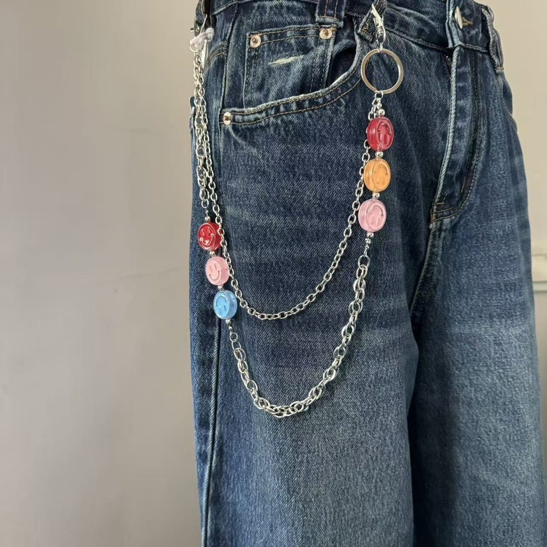 Fashionable chain belt with colorful pendants Stornfield