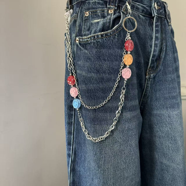 Fashionable chain belt with colorful pendants Stornfield