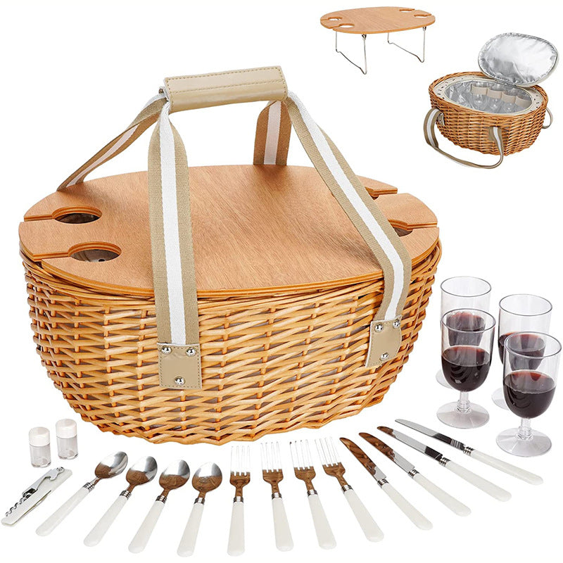 Ladies picnic basket with integrated cooling system and extensive dish set Stornfield