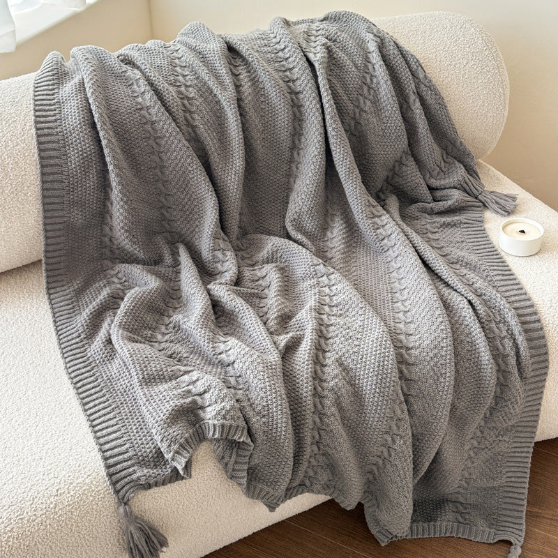 Cable Knit Decorative Throw Blanket